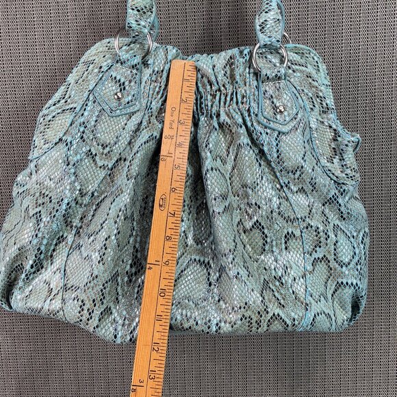 Charming Charlie Blue Snake Print Shoulder Bag With Scrunched Design - Picture 9 of 10